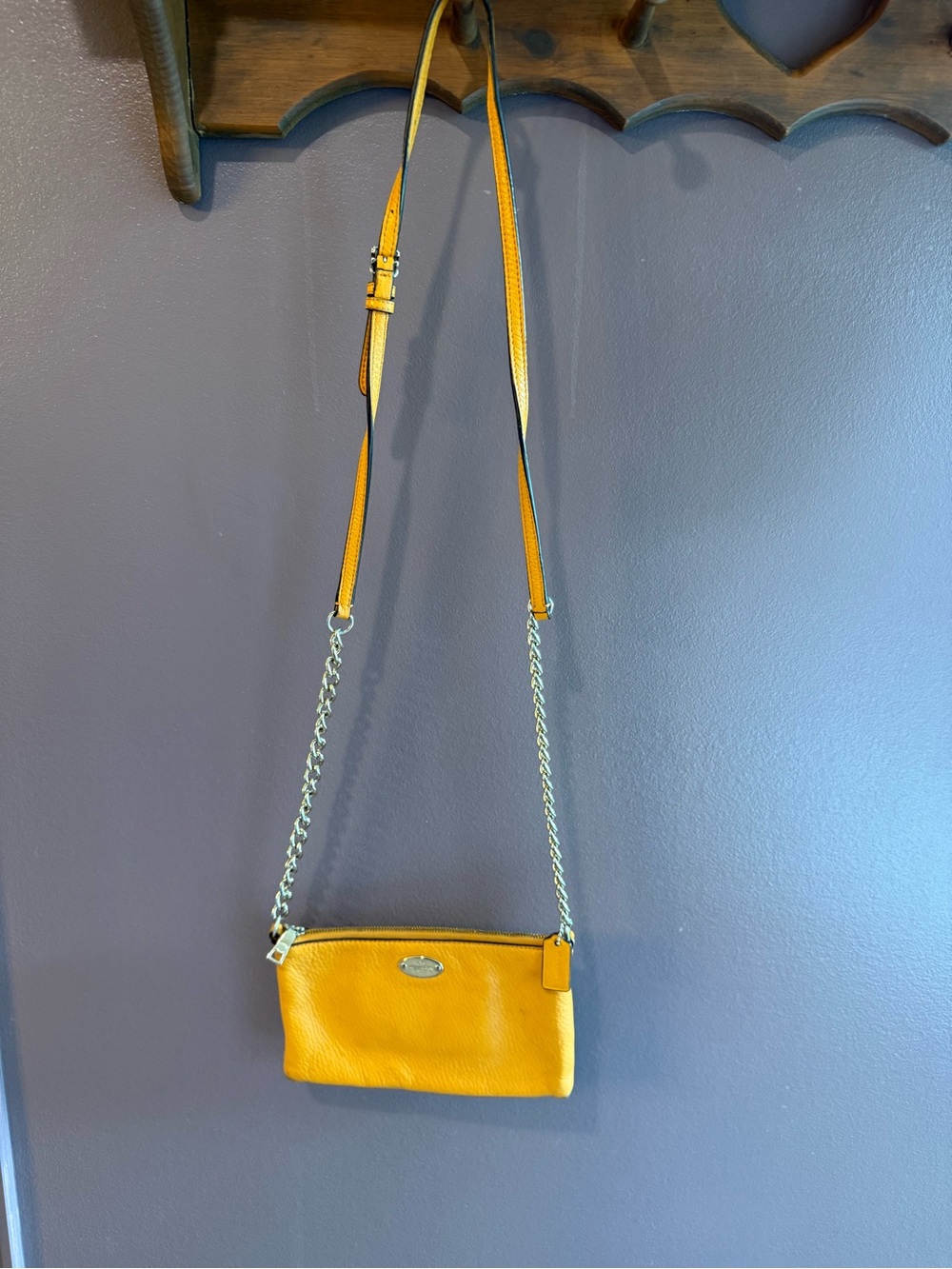 Orange Coach Leather Crossbody Bag